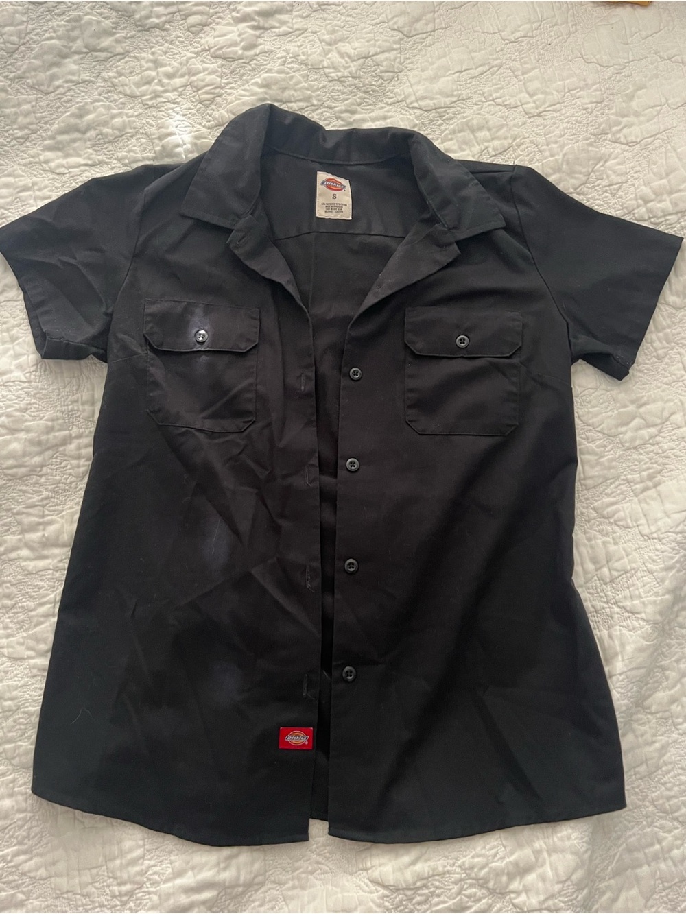 Dickies Black Short Sleeve Button-Front Work Shirt